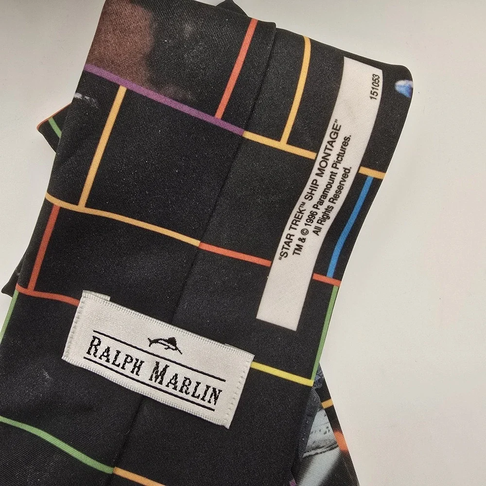 STAR TREK Ralph‎ Marlin Vintage 1996 Ship Montage Neck Tie - Made in USA RARE